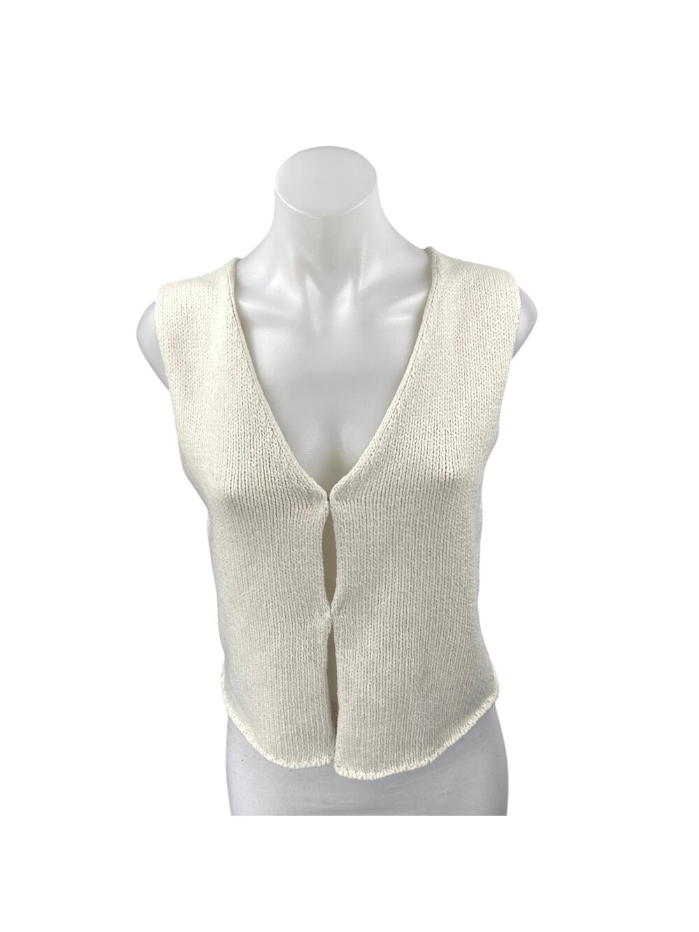Rumored Cream Sleeveless V Neck Knit Cardigan Sweater Vest Tank Top Size M